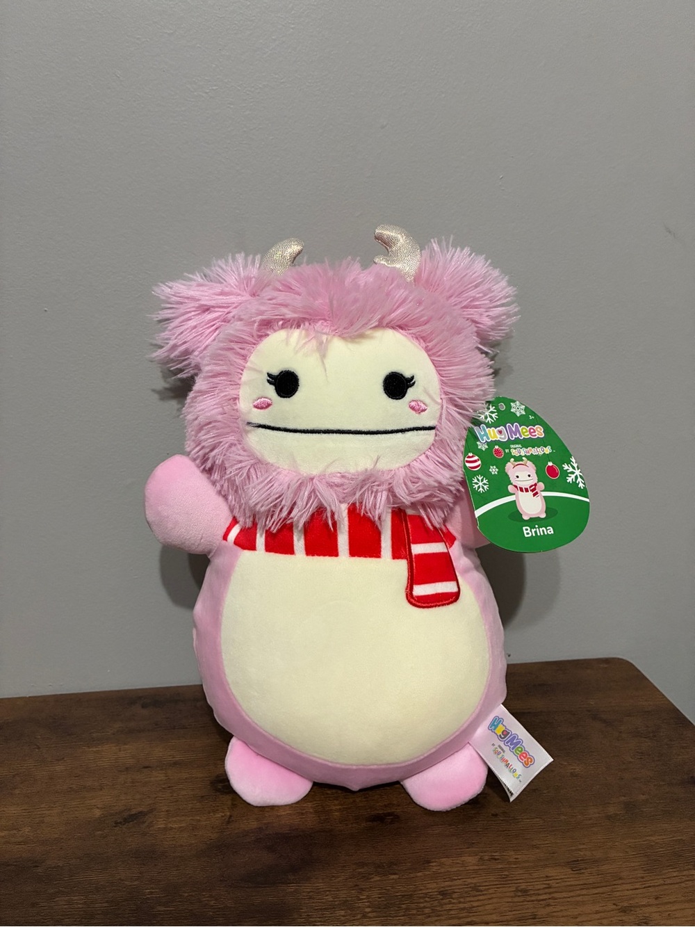 BNWT Squishmallow 10" Brina the Pink Bigfoot Holiday HugMees (2023)